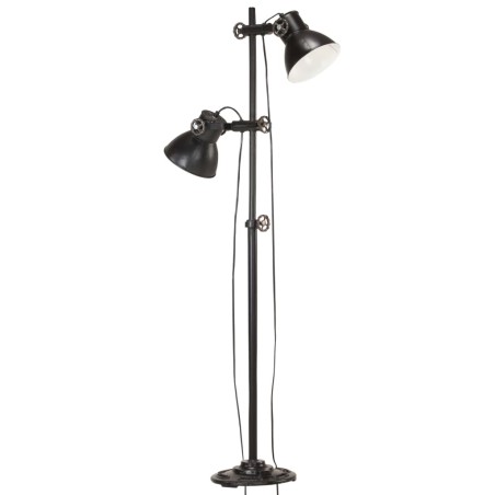vidaXL Stehlampe 2-flammig Schwarz E27 Gusseisen  