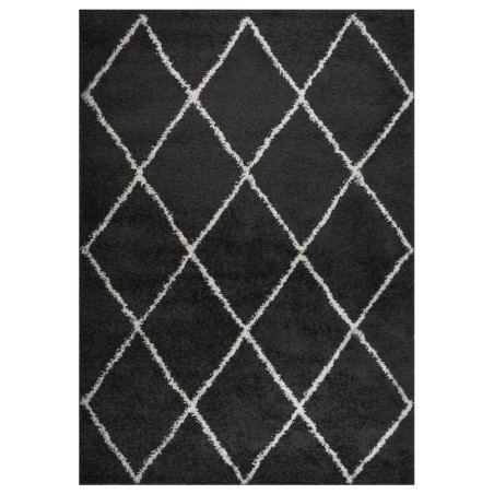 vidaXL Teppich Shaggy Hochflor Creme und Anthrazit 120x170 cm