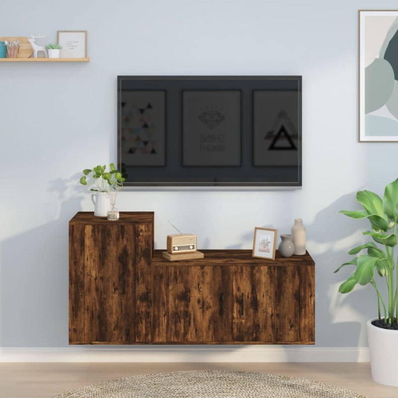 vidaXL 2-tlg. TV-Schrank-Set Räuchereiche Holzwerkstoff vidaXL 2-tlg. TV-Schrank-Set Räuchereiche Holzwerkstoff