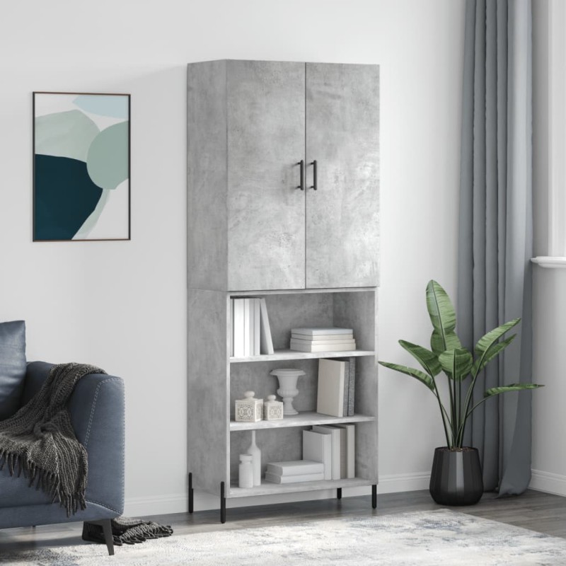 Highboard Betongrau 69,5x34x180 cm Holzwerkstoff Highboard Betongrau 69,5x34x180 cm Holzwerkstoff