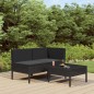 3-tlg. Garten-Lounge-Set mit Auflagen Poly Rattan Schwarz 3-tlg. Garten-Lounge-Set mit Auflagen Poly Rattan Schwarz