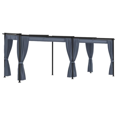 vidaXL Pavillon mit Vorhängen 3 x 6 m Anthrazit Stahl