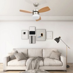 vidaXL Deckenventilator mit Licht und Fernbedienung 76 cm Hellbraun