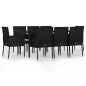 vidaXL 9-tlg. Garten-Essgruppe mit Kissen Schwarz Poly Rattan vidaXL 9-tlg. Garten-Essgruppe mit Kissen Schwarz Poly Rattan