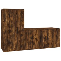 vidaXL 2-tlg. TV-Schrank-Set Räuchereiche Holzwerkstoff