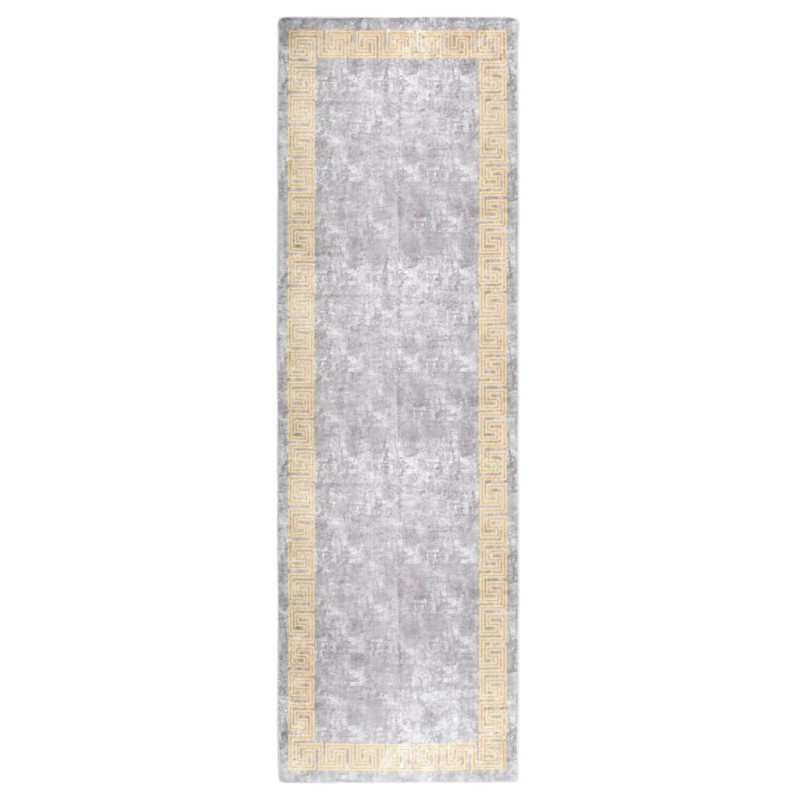 vidaXL Teppich Waschbar 80x300 cm Grau Rutschfest vidaXL Teppich Waschbar 80x300 cm Grau Rutschfest