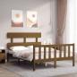 vidaXL Massivholzbett mit Kopfteil Honigbraun 140x200 cm
