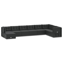 vidaXL 9-tlg. Garten-Lounge-Set mit Kissen Schwarz Poly Rattan