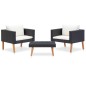 vidaXL 3-tlg. Garten-Lounge-Set mit Auflagen Poly Rattan Schwarz vidaXL 3-tlg. Garten-Lounge-Set mit Auflagen Poly Rattan Schwarz