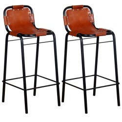 vidaXL Barhocker 2 Stk. Echtleder 