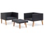 vidaXL 3-tlg. Garten-Lounge-Set mit Auflagen Poly Rattan Schwarz vidaXL 3-tlg. Garten-Lounge-Set mit Auflagen Poly Rattan Schwarz