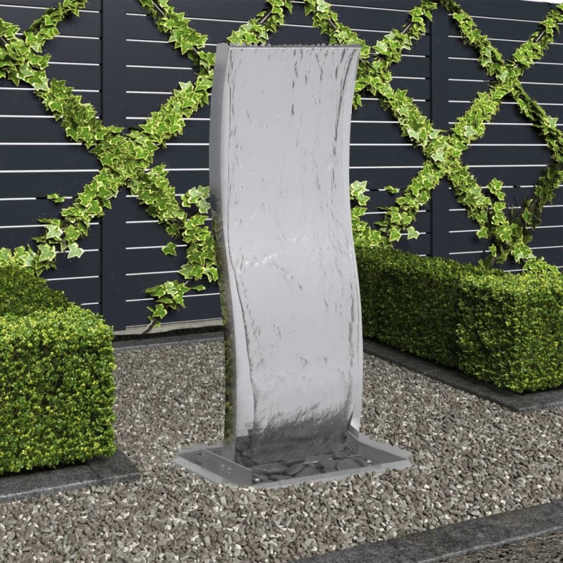 vidaXL Gartenbrunnen mit Pumpe Edelstahl 90 cm Geschwungen vidaXL Gartenbrunnen mit Pumpe Edelstahl 90 cm Geschwungen