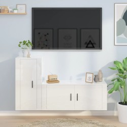 vidaXL 2-tlg. TV-Schrank-Set Hochglanz-Weiß Holzwerkstoff