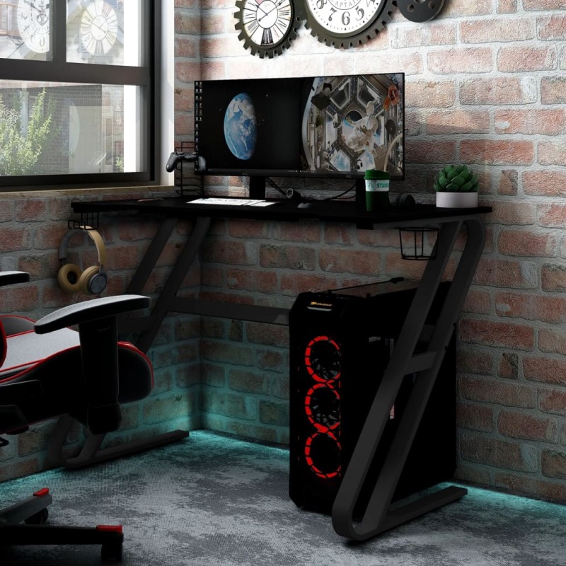 vidaXL Gaming-Schreibtisch mit ZZ-Gestell Schwarz und Rot 90x60x75 cm vidaXL Gaming-Schreibtisch mit ZZ-Gestell Schwarz und Rot 90x60x75 cm