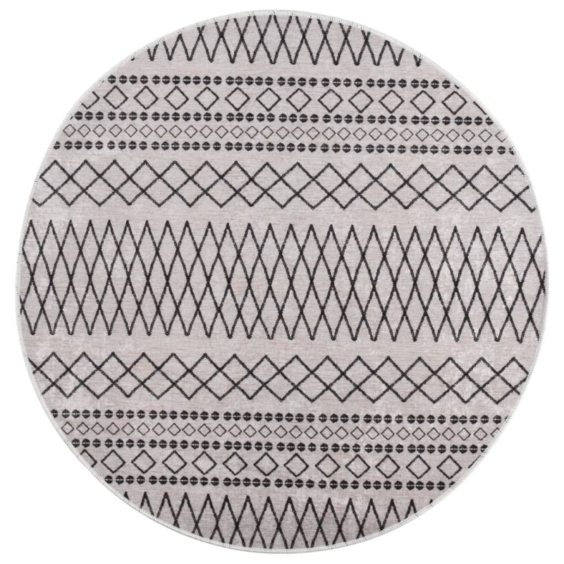 vidaXL Teppich Waschbar Schwarz und Weiß φ120 cm Rutschfest vidaXL Teppich Waschbar Schwarz und Weiß φ120 cm Rutschfest