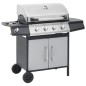 Gasgrill 4+1 Brenner Schwarz und Silbern Stahl & Edelstahl Gasgrill 4+1 Brenner Schwarz und Silbern Stahl & Edelstahl
