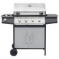 Gasgrill 4+1 Brenner Schwarz und Silbern Stahl & Edelstahl Gasgrill 4+1 Brenner Schwarz und Silbern Stahl & Edelstahl