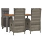 vidaXL 5-tlg. Garten-Essgruppe mit Kissen Grau Poly Rattan vidaXL 5-tlg. Garten-Essgruppe mit Kissen Grau Poly Rattan