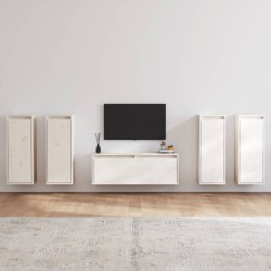 vidaXL TV-Schränke 5 Stk. Weiß Massivholz Kiefer