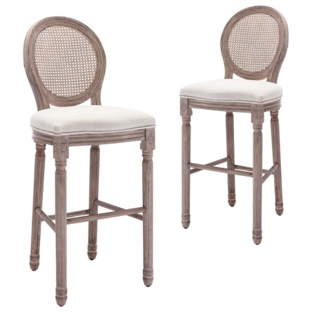 vidaXL Barhocker 2 Stk. Weiß Leinen 