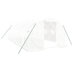vidaXL Gewächshaus mit Stahlrahmen Weiß 18 m² 6x3x2 m