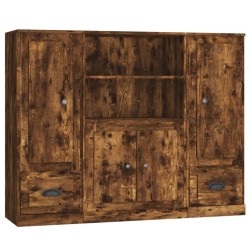 vidaXL Highboards 3 Stk. Räuchereiche Holzwerkstoff