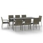 vidaXL 9-tlg. Garten-Essgruppe mit Kissen Schwarz und Grau Poly Rattan vidaXL 9-tlg. Garten-Essgruppe mit Kissen Schwarz und Grau Poly Rattan