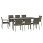 vidaXL 9-tlg. Garten-Essgruppe mit Kissen Schwarz und Grau Poly Rattan vidaXL 9-tlg. Garten-Essgruppe mit Kissen Schwarz und Grau Poly Rattan