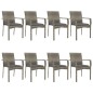 vidaXL 9-tlg. Garten-Essgruppe mit Kissen Schwarz und Grau Poly Rattan vidaXL 9-tlg. Garten-Essgruppe mit Kissen Schwarz und Grau Poly Rattan