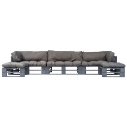 vidaXL 6-tlg. Outdoor-Lounge-Set Paletten mit Kissen in Grau Holz