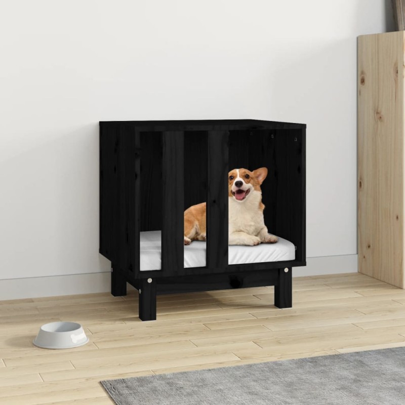 vidaXL Hundehütte Schwarz 50x40x52 cm Massivholz Kiefer vidaXL Hundehütte Schwarz 50x40x52 cm Massivholz Kiefer