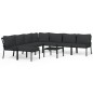 vidaXL 9-tlg. Garten-Lounge-Set mit Grauen Kissen Stahl vidaXL 9-tlg. Garten-Lounge-Set mit Grauen Kissen Stahl