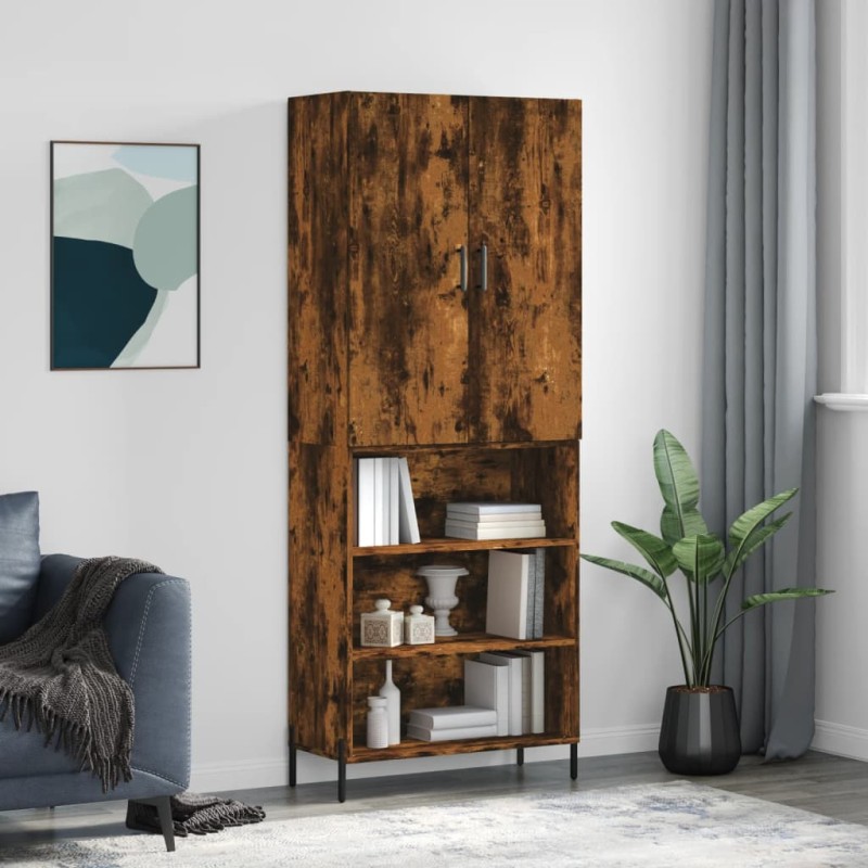 Highboard Räuchereiche 69,5x34x180 cm Holzwerkstoff Highboard Räuchereiche 69,5x34x180 cm Holzwerkstoff