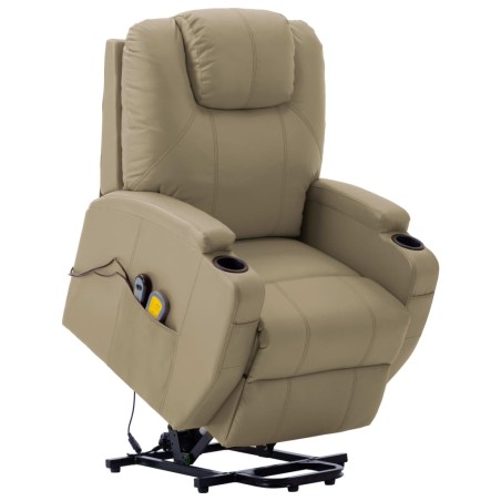 Massagesessel mit Aufstehhilfe Cappuccino-Braun Kunstleder