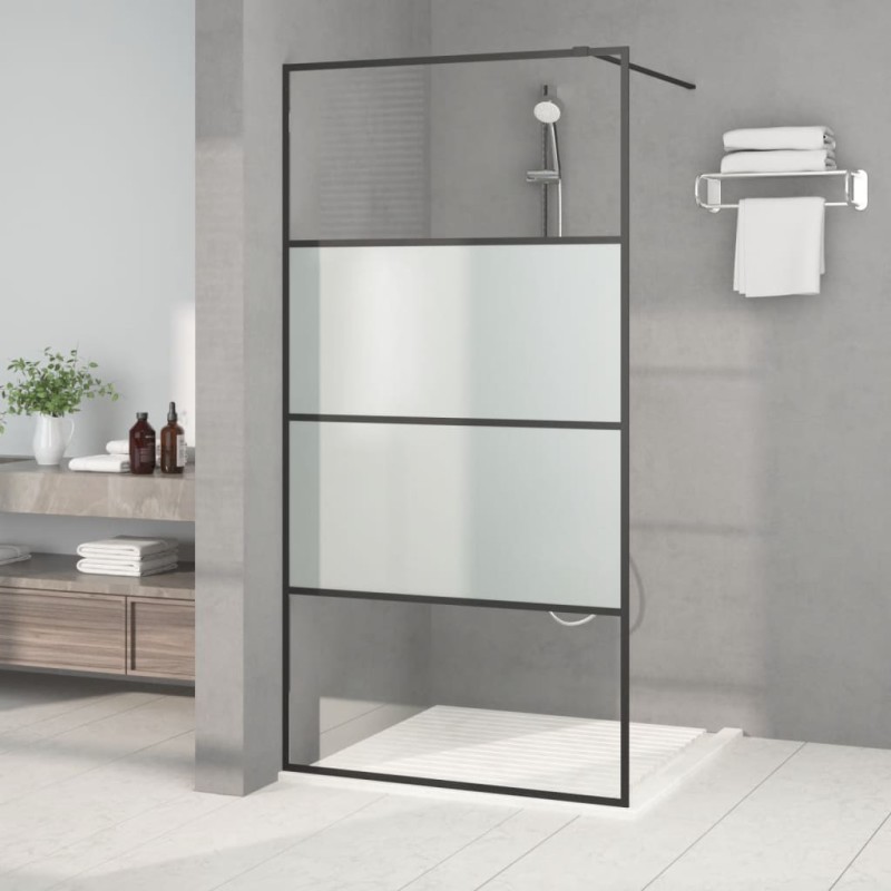 vidaXL Duschwand für Begehbare Dusche Schwarz 100x195 cm Halbmatt ESG vidaXL Duschwand für Begehbare Dusche Schwarz 100x195 cm Halbmatt ESG