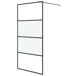 vidaXL Duschwand für Begehbare Dusche Schwarz 100x195 cm Halbmatt ESG