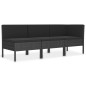 3-tlg. Garten-Lounge-Set mit Auflagen Poly Rattan Schwarz 3-tlg. Garten-Lounge-Set mit Auflagen Poly Rattan Schwarz