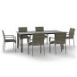 vidaXL 7-tlg. Garten-Essgruppe mit Kissen Schwarz und Grau Poly Rattan vidaXL 7-tlg. Garten-Essgruppe mit Kissen Schwarz und Grau Poly Rattan