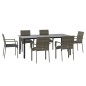 vidaXL 7-tlg. Garten-Essgruppe mit Kissen Schwarz und Grau Poly Rattan vidaXL 7-tlg. Garten-Essgruppe mit Kissen Schwarz und Grau Poly Rattan