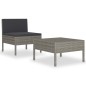 2-tlg. Garten-Lounge-Set mit Auflagen Poly Rattan Grau 2-tlg. Garten-Lounge-Set mit Auflagen Poly Rattan Grau