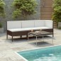 3-tlg. Garten-Lounge-Set mit Auflagen Poly Rattan Braun 3-tlg. Garten-Lounge-Set mit Auflagen Poly Rattan Braun