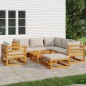vidaXL 8-tlg. Garten-Lounge-Set mit Hellgrauen Kissen Massivholz vidaXL 8-tlg. Garten-Lounge-Set mit Hellgrauen Kissen Massivholz