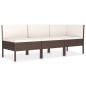 3-tlg. Garten-Lounge-Set mit Auflagen Poly Rattan Braun 3-tlg. Garten-Lounge-Set mit Auflagen Poly Rattan Braun