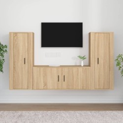 vidaXL 3-tlg. TV-Schrank-Set Sonoma-Eiche Holzwerkstoff