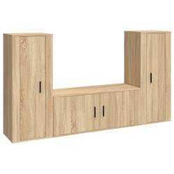 vidaXL 3-tlg. TV-Schrank-Set Sonoma-Eiche Holzwerkstoff