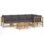 vidaXL 6-tlg. Garten-Lounge-Set mit Dunkelgrauen Kissen Bambus vidaXL 6-tlg. Garten-Lounge-Set mit Dunkelgrauen Kissen Bambus
