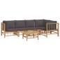 vidaXL 6-tlg. Garten-Lounge-Set mit Dunkelgrauen Kissen Bambus vidaXL 6-tlg. Garten-Lounge-Set mit Dunkelgrauen Kissen Bambus