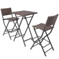 vidaXL 3-tlg. Bistro-Set Klappbar Stahl Poly Rattan Braun vidaXL 3-tlg. Bistro-Set Klappbar Stahl Poly Rattan Braun
