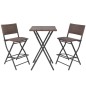 vidaXL 3-tlg. Bistro-Set Klappbar Stahl Poly Rattan Braun vidaXL 3-tlg. Bistro-Set Klappbar Stahl Poly Rattan Braun