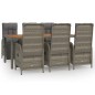vidaXL 7-tlg. Garten-Essgruppe mit Kissen Grau Poly Rattan vidaXL 7-tlg. Garten-Essgruppe mit Kissen Grau Poly Rattan